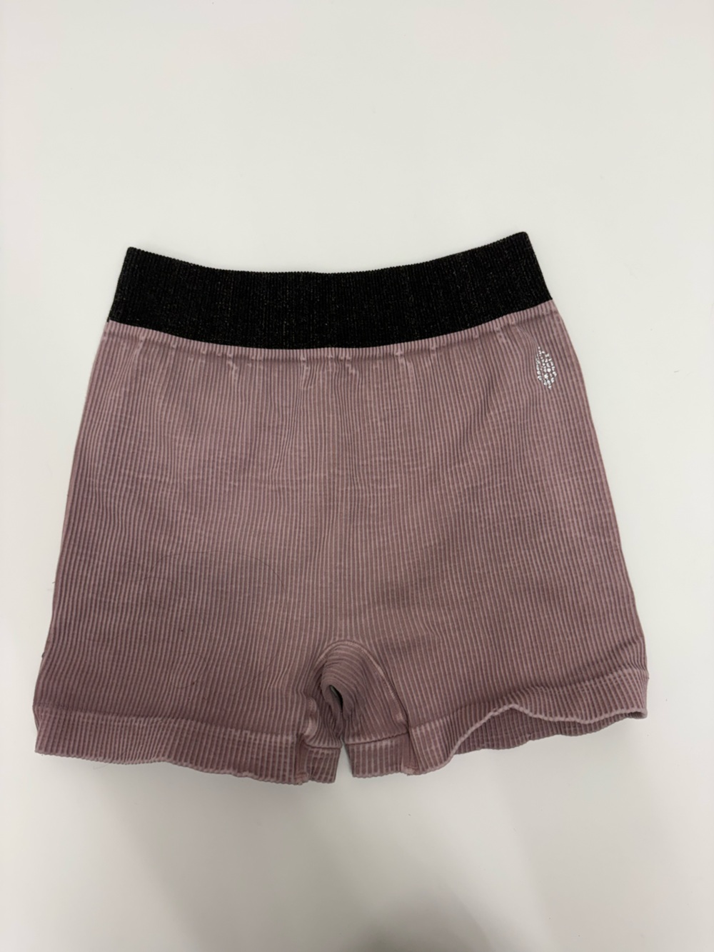 Free People Movement Mauve Ribbed Shorts with Black Waistband
